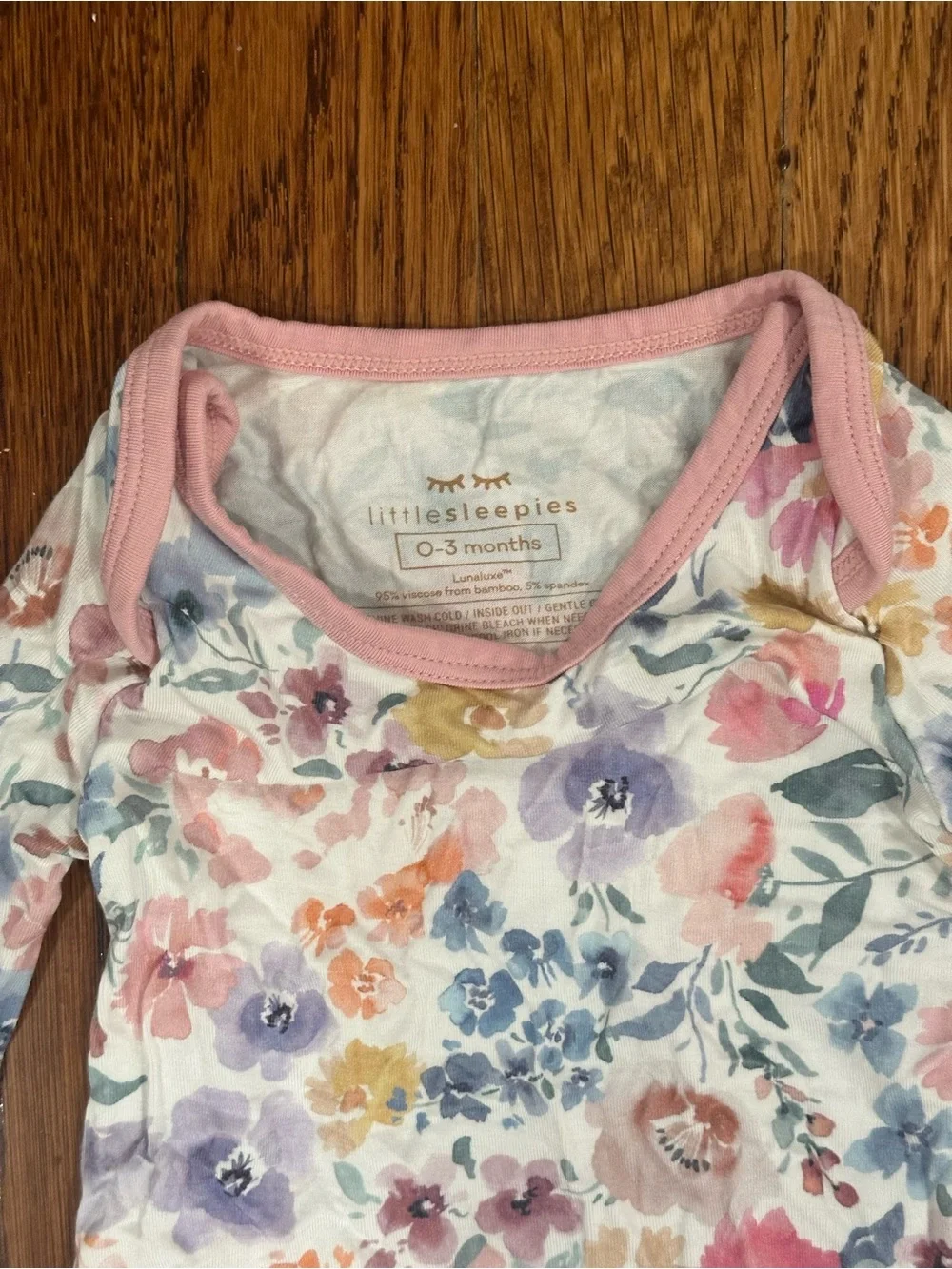 Little Sleepies tiny blooms crescent zippy